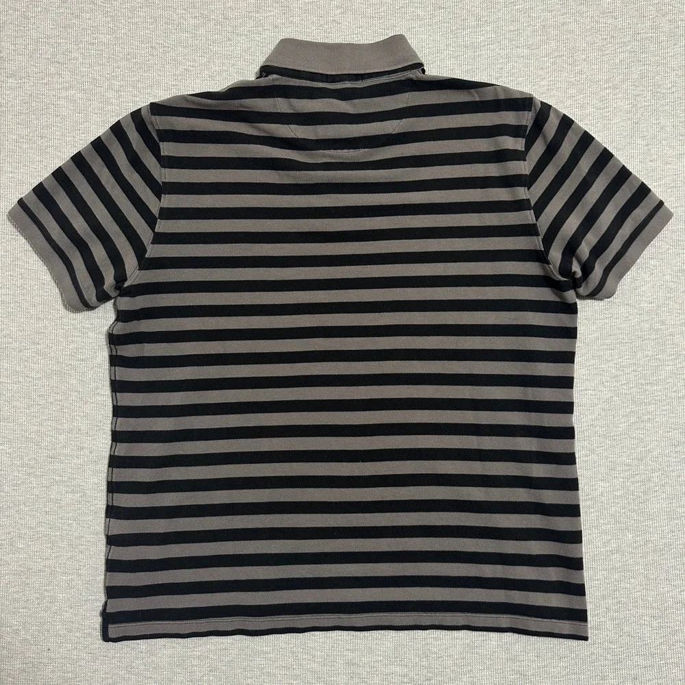 Burberry Brit Gray Black Striped Short Sleeve Polo Shirt Mens Size XXL